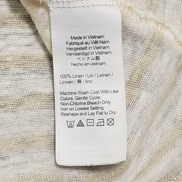 J. Crew Womens Relaxed Linen Long Sleeve Tee Tan White Sz XL Boxy Preppy Casual - Picture 7 of 13